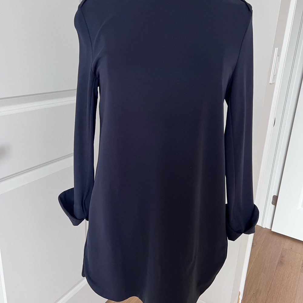 COS Navy Crewneck Top